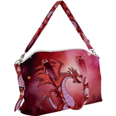 Funny Cartoon Dragon With Butterflies Canvas Crossbody Bag by FantasyWorld7