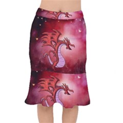 Funny Cartoon Dragon With Butterflies Short Mermaid Skirt by FantasyWorld7
