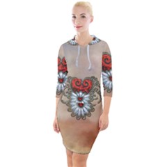 Wonderful Elegant Heart Quarter Sleeve Hood Bodycon Dress by FantasyWorld7