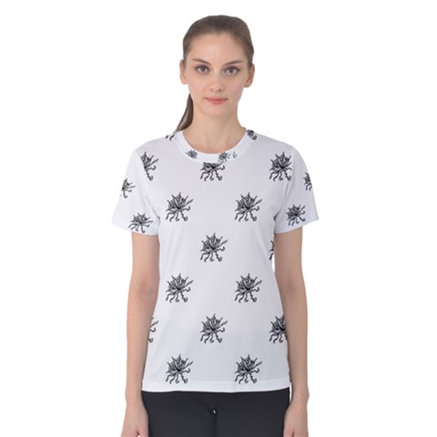 Stylized Black And White Floral Print Women s Cotton Tee by dflcprintsclothing