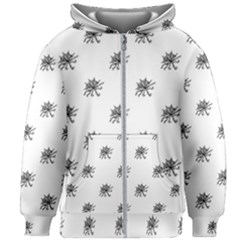Stylized Black And White Floral Print Kids  Zipper Hoodie Without Drawstring by dflcprintsclothing