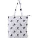 Stylized Black And White Floral Print Double Zip Up Tote Bag View1