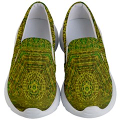 Gold Golden Sunset Mandala Kids Lightweight Slip Ons