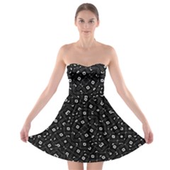 Black And White Intricate Geometric Print Strapless Bra Top Dress by dflcprintsclothing