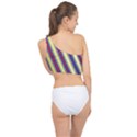 Colorful Strips Spliced Up Bikini Top  View2