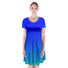 Turquis Short Sleeve V-neck Flare Dress by Sparkle