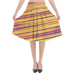 Orange Strips Flared Midi Skirt by Sparkle