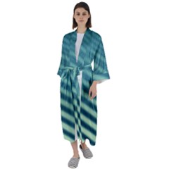 Blue Strips Maxi Satin Kimono by Sparkle