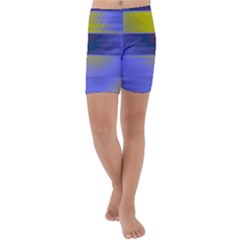 Blue Strips Kids  Lightweight Velour Capri Yoga Leggings