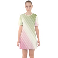 Pink Green Sixties Short Sleeve Mini Dress by Sparkle