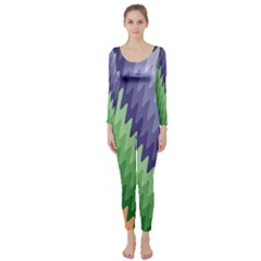 Zigzag Waves Long Sleeve Catsuit by Sparkle
