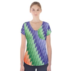 Zigzag Waves Short Sleeve Front Detail Top by Sparkle