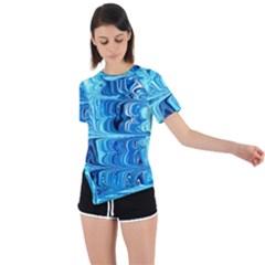 Blue Waves Asymmetrical Short Sleeve Sports Tee by Sparkle