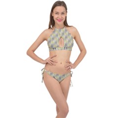 Color Tiles Cross Front Halter Bikini Set by Sparkle