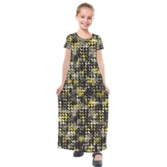Bricks Cubes Kids  Short Sleeve Maxi Dress by Sparkle