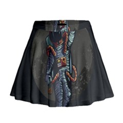 Illustration Drunk Astronaut Mini Flare Skirt by Vaneshart