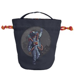 Illustration Drunk Astronaut Drawstring Bucket Bag by Vaneshart