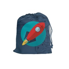 Rocket With Science Related Icons Image Drawstring Pouch (large)