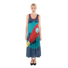 Rocket With Science Related Icons Image Sleeveless Maxi Dress by Vaneshart