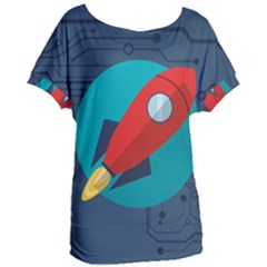 Rocket With Science Related Icons Image Women s Oversized Tee by Vaneshart