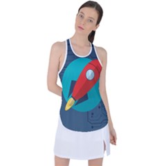 Rocket With Science Related Icons Image Racer Back Mesh Tank Top