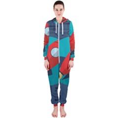 Rocket With Science Related Icons Image Hooded Jumpsuit (ladies) 