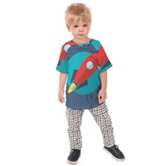 Rocket With Science Related Icons Image Kids  Raglan Tee