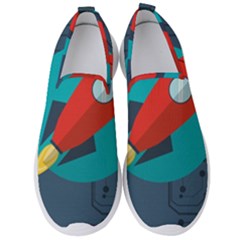 Rocket With Science Related Icons Image Men s Slip On Sneakers by Vaneshart