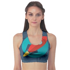 Rocket With Science Related Icons Image Sports Bra