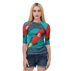 Rocket With Science Related Icons Image Quarter Sleeve Raglan Tee