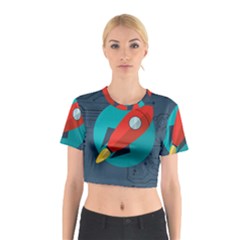 Rocket With Science Related Icons Image Cotton Crop Top by Vaneshart