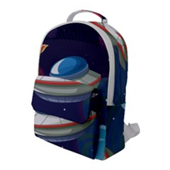 Ufo Alien Spaceship Galaxy Flap Pocket Backpack (large) by Vaneshart