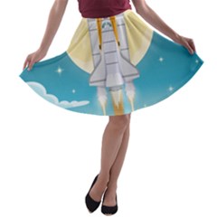 Space Exploration Illustration A-line Skater Skirt