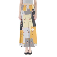 Seamless Pattern Cute Cat Cartoons Full Length Maxi Skirt