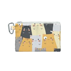 Seamless Pattern Cute Cat Cartoons Canvas Cosmetic Bag (small) by Vaneshart