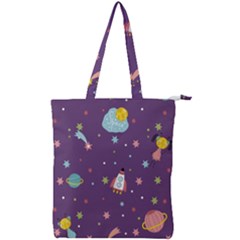 Space Travels Seamless Pattern Vector Cartoon Double Zip Up Tote Bag by Vaneshart
