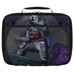 Illustration Astronaut Cosmonaut Paying Skateboard Sport Space With Astronaut Suit Full Print Lunch Bag by Vaneshart