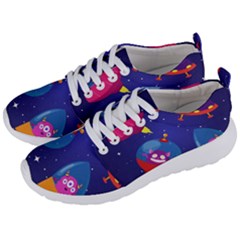 Cartoon Funny Aliens With Ufo Duck Starry Sky Set Men s Lightweight Sports Shoes by Vaneshart