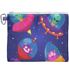 Cartoon Funny Aliens With Ufo Duck Starry Sky Set Canvas Cosmetic Bag (xxxl) by Vaneshart