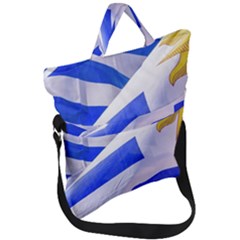 Uruguay Flags Waving Fold Over Handle Tote Bag by dflcprintsclothing