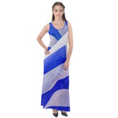 Uruguay Flags Waving Sleeveless Velour Maxi Dress by dflcprintsclothing