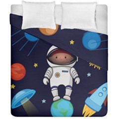 Boy Spaceman Space Rocket Ufo Planets Stars Duvet Cover Double Side (california King Size)