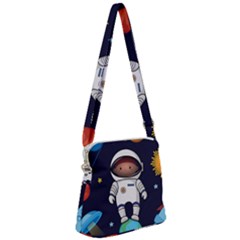 Boy Spaceman Space Rocket Ufo Planets Stars Zipper Messenger Bag by Vaneshart