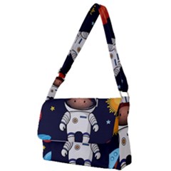 Boy Spaceman Space Rocket Ufo Planets Stars Full Print Messenger Bag (s) by Vaneshart