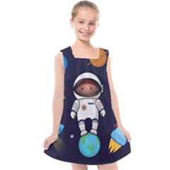 Boy Spaceman Space Rocket Ufo Planets Stars Kids  Cross Back Dress