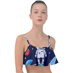 Boy Spaceman Space Rocket Ufo Planets Stars Frill Bikini Top by Vaneshart