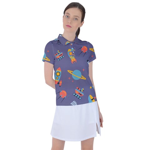 Space Seamless Pattern Women s Polo Tee by Vaneshart