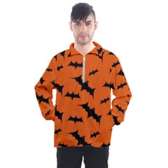 Halloween Card With Bats Flying Pattern Men s Half Zip Pullover by Vaneshart