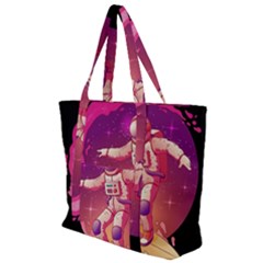 Astronaut Spacesuit Standing Surfboard Surfing Milky Way Stars Zip Up Canvas Bag by Vaneshart