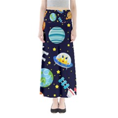 Space Seamless Pattern Full Length Maxi Skirt